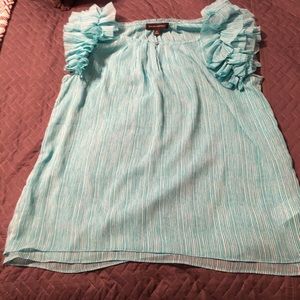 Cap sleeve Banana Republic blouse green striped